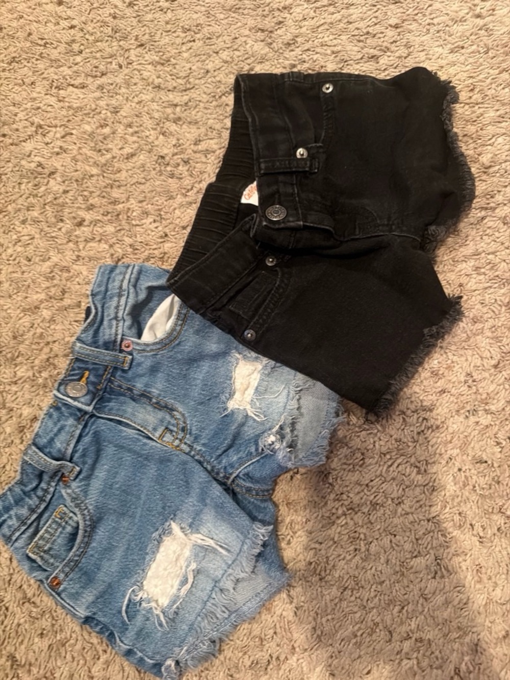 Cat & Jack Black and Blue Distressed Denim Shorts Duo